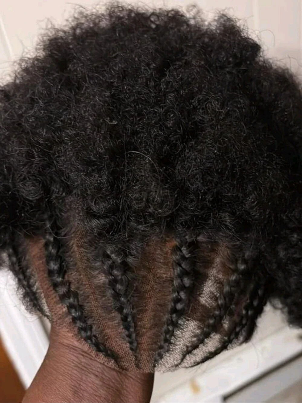 Natural Black HUMAN HAIR Afro Curly Braid Wig - Women Hair 8 INCHES